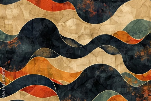 abstract japandi wabisabi pattern organic geometric shapes aigenerated art photo