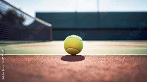 Outdoor tournament on orange tennis court, under natural sunlight, healthy lifestyle and sport. © Rafael Alejandro