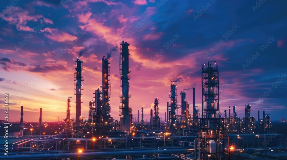 Petrochemical industry concept with twilight sky