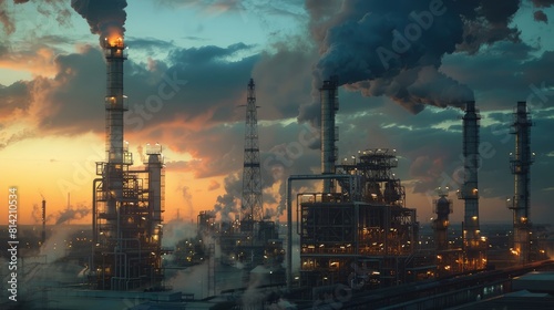 Petrochemical industry concept with twilight sky