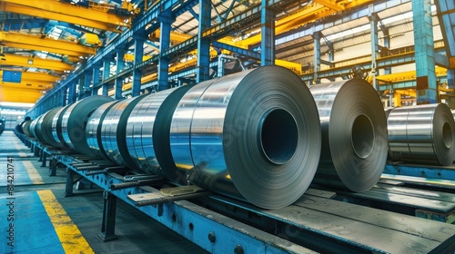 Rolling galvanized steel sheets inside the factory