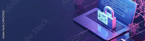 An image of a broken padlock symbolizing a security breach next to a laptop displaying a phishing email