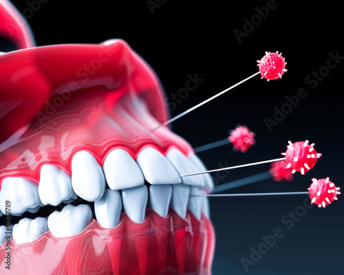 Visual Representation of Oral Health , Bacteria Attack on Teeth