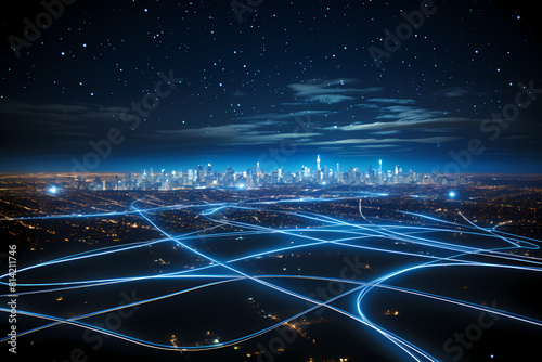 Urban Connectivity Network Over Cityscape © bravissimos