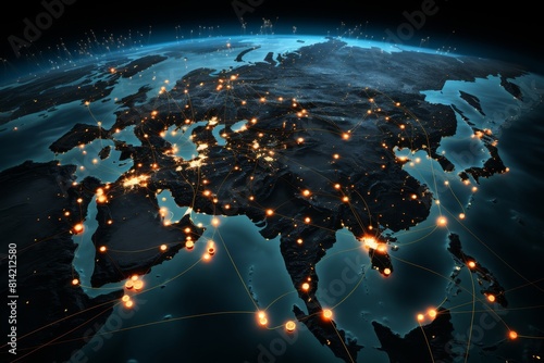 Global Network Connectivity Illustrated with Light © bravissimos