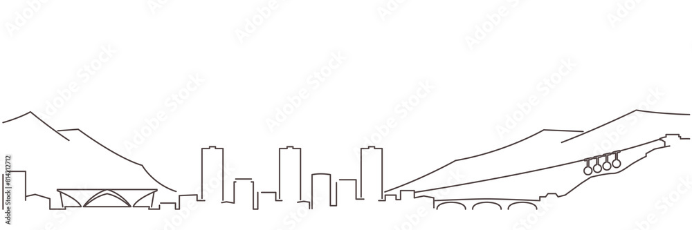 Grenoble Dark Line Simple Minimalist Skyline With White Background Grenoble Dark Line Simple Minimalist Skyline With White Background