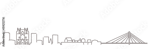 Nantes Dark Line Simple Minimalist Skyline With White Background