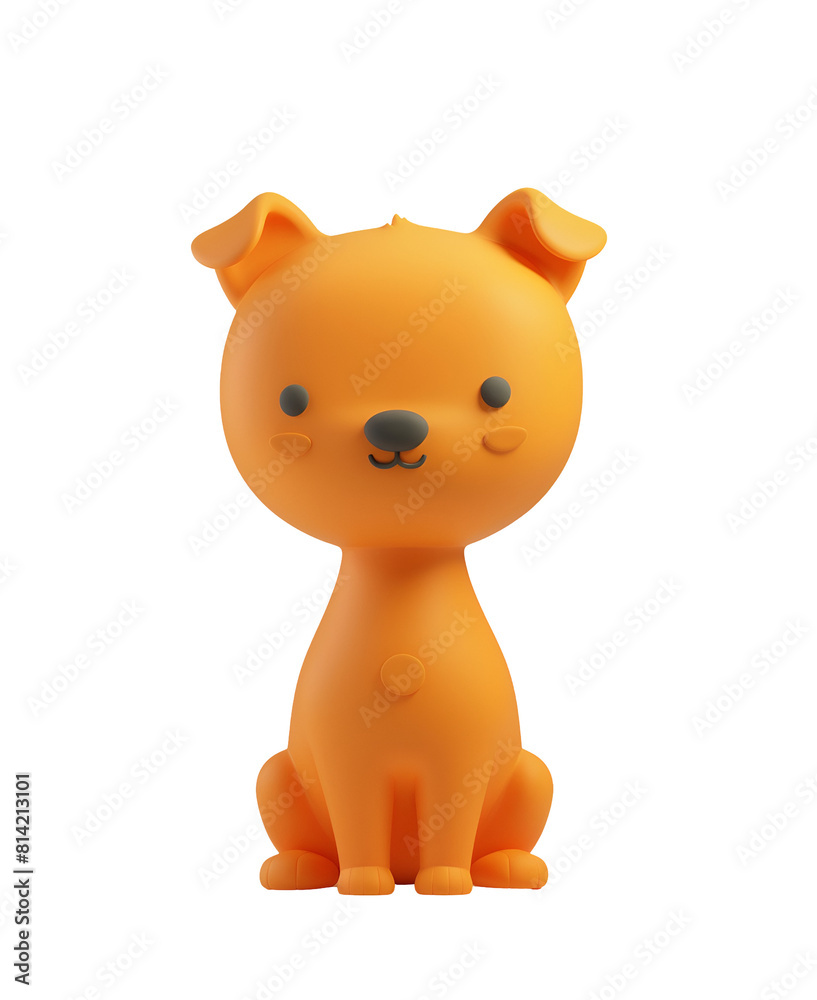 Chibi Cartoon Illustration: Cute 3D Render of an Orange Dog in Toy Style for Kids, Isolated on Transparent Background, PNG Chibi Cartoon Illustration: Cute 3D Render of an Orange Dog in Toy Style for Kids, Isolated on Transparent Background, PNG