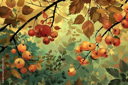 nostalgic autumn splendor fallen fruits evoke sentimental memories of natures cyclical beauty concept illustration