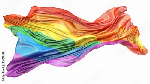 Artistic Rendering of a Waving Rainbow Flag  Symbolizing LGBT Pride and Freedom  Perfect for a Pride Month Poster  Isolated on White Background