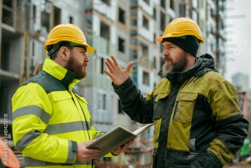 Two engineers working in a construction site