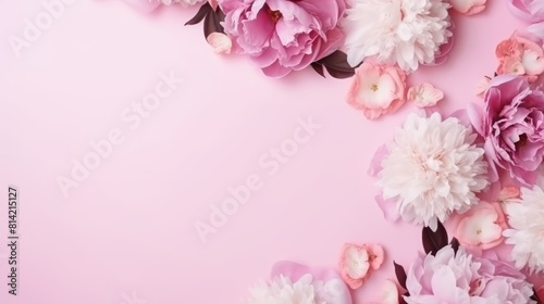 Light pink peony flowers on a pink background.