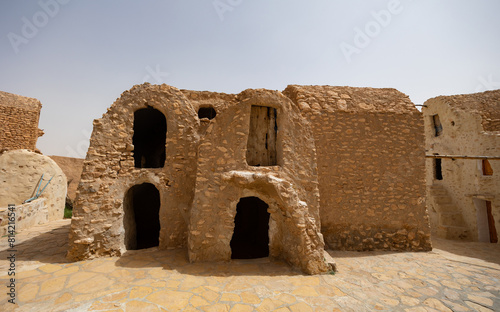 View of old Berber settlement Ksar Heddada in southeastern Tunisia attracting tourists  interest