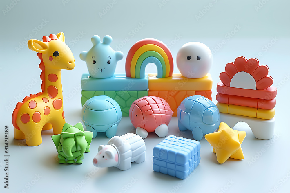 Obraz premium a collection of colorful toys arranged artfully, inviting exploration and sparking imagination in a playful setting