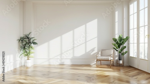 Wallpaper Mural Bright living room interior with white empty wall background. Torontodigital.ca