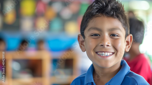 Young Boy Smiling in Classroom