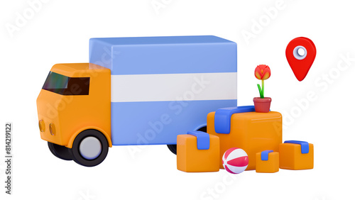 Online delivery service concept E-commerce Delivery home and office City transport logistics Freight distribution