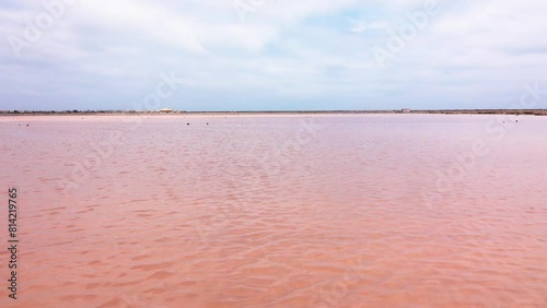 pink sea in the sun. France. Gruissan. Gruissan saltworks photo