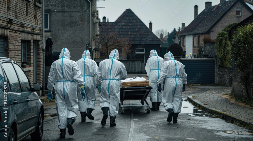 Mortuary workers of the Pompes Funebres Fontaine funetaine Mortuary workers of the Pompes Funebres Fontaine funetaine