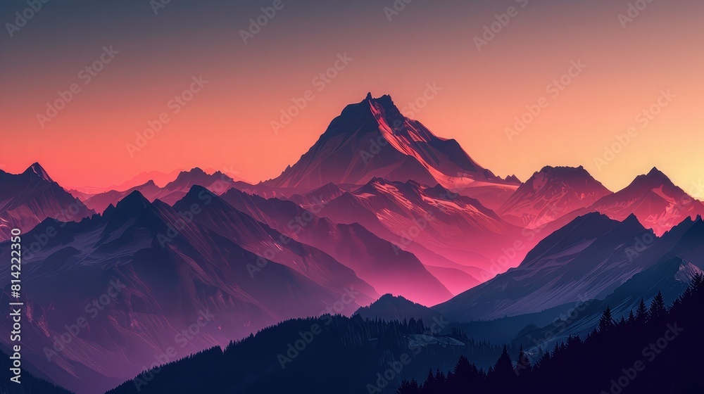 Dramatic mountain landscape at dawn, great for adventure sports brands and outdoor enthusiasts.