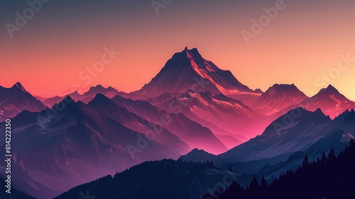 Dramatic mountain landscape at dawn  great for adventure sports brands and outdoor enthusiasts.