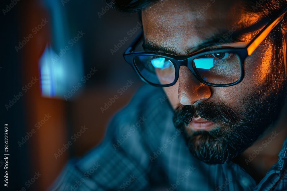 Obraz premium Close-Up Portrait Software Engineer Generative AI