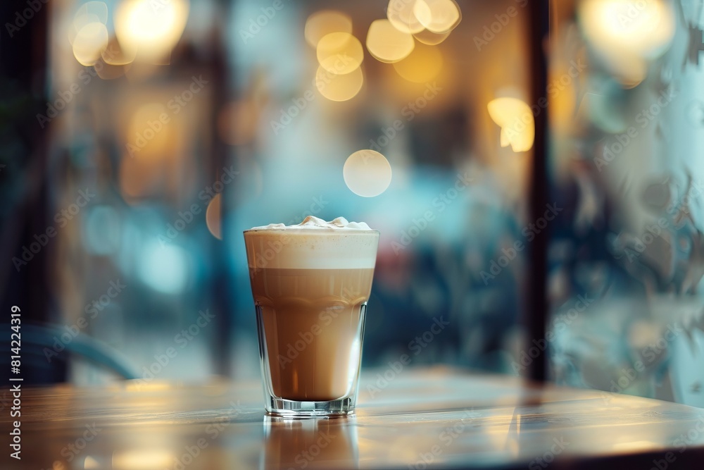 Coffee Latte in Cafe Ambiance Blurred Background Generative AI Coffee Latte in Cafe Ambiance Blurred Background Generative AI
