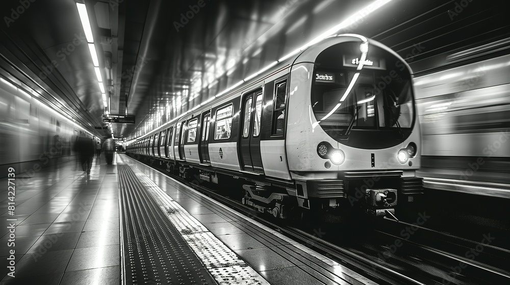 Obraz premium In Transit: Black & White Symphony of Subway Speed