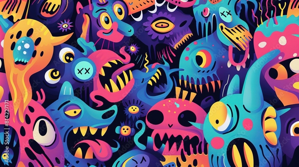 Illustrations of abstract monster background patterns Illustrations of abstract monster background patterns