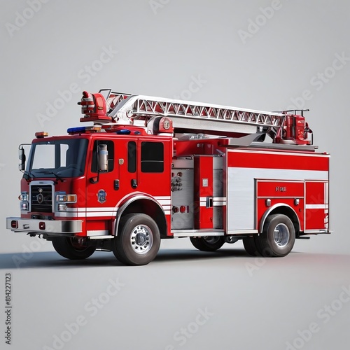 3D image of a fire truck with isolated background 