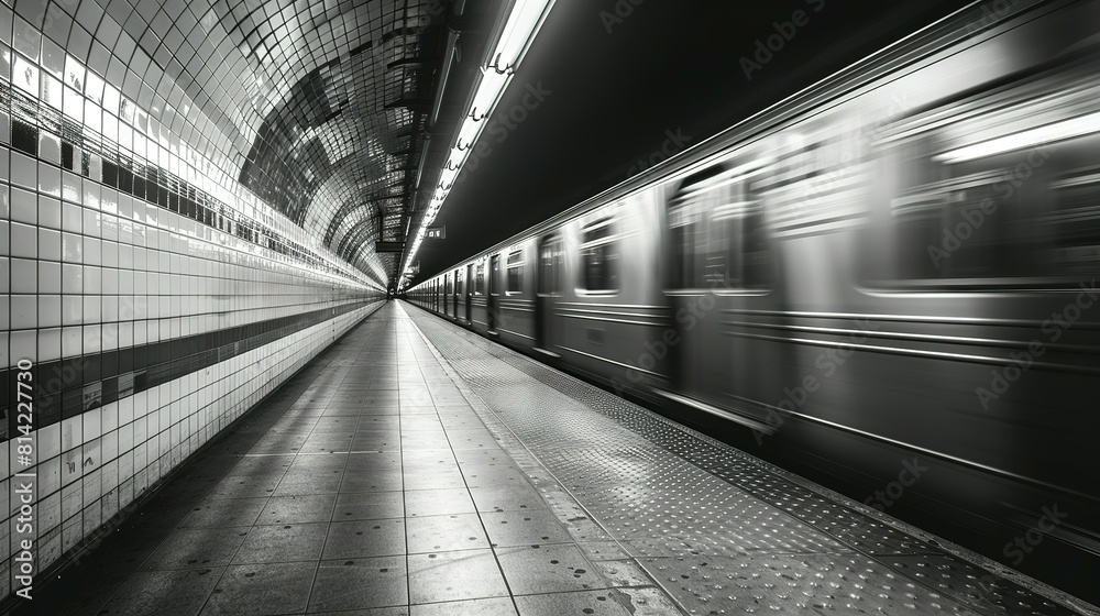 Obraz premium City Pulse: Capturing Subway Speed in Black & White
