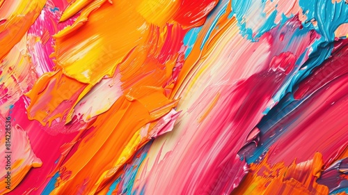 Explosion of Colorful Paint Strokes on Canvas
