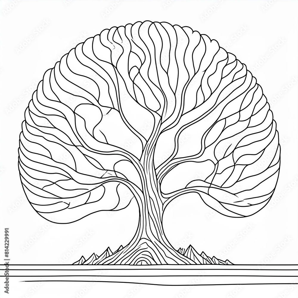 Sketch of tree. A drawing illustration of a tree. Black and white.