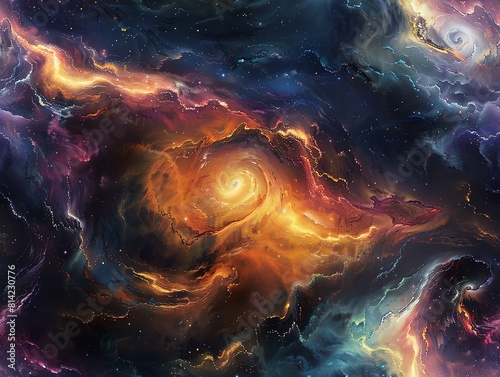Capture the essence of cosmic dreams in a traditional art medium