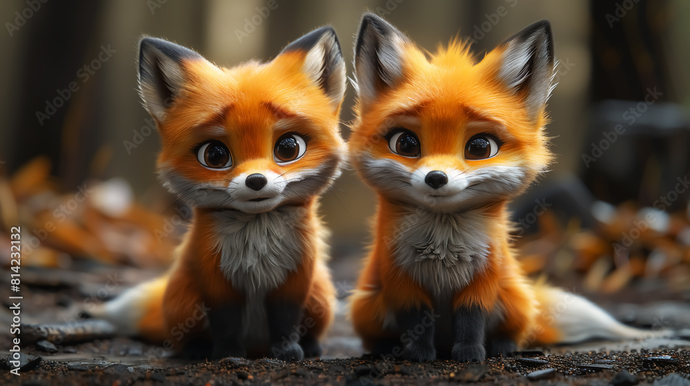 cute red foxes 3D cartoon portrait. Wall Art Design for Home Decor, Fantasy Wall Art Poster Print Design for Home Decor, Decoration Artwork, Wallpaper & Background for Computer cute red foxes 3D cartoon portrait. Wall Art Design for Home Decor, Fantasy Wall Art Poster Print Design for Home Decor, Decoration Artwork, Wallpaper & Background for Computer