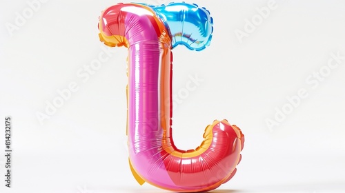 Letter J made of inflatable balloon isolated on white background8K . photo