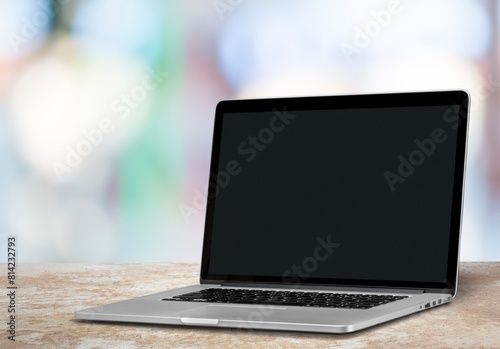 Laptop computer displaying blank screen