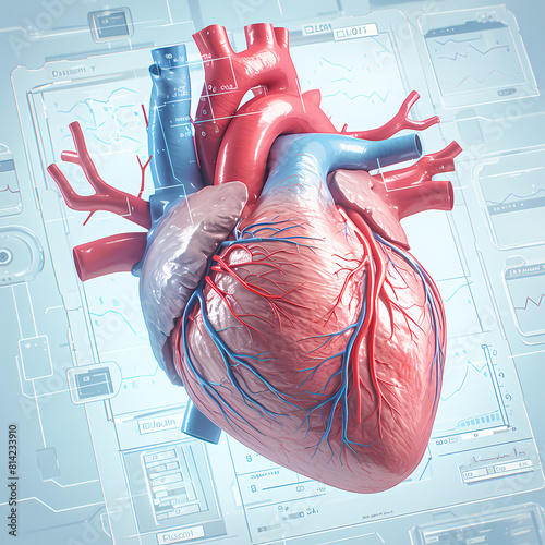 High-Resolution 3D Rendering of the Human Cardiovascular Organ for Medical or Educational Purposes photo