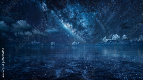 Mystic Frozen Lake Under Starry Night Sky