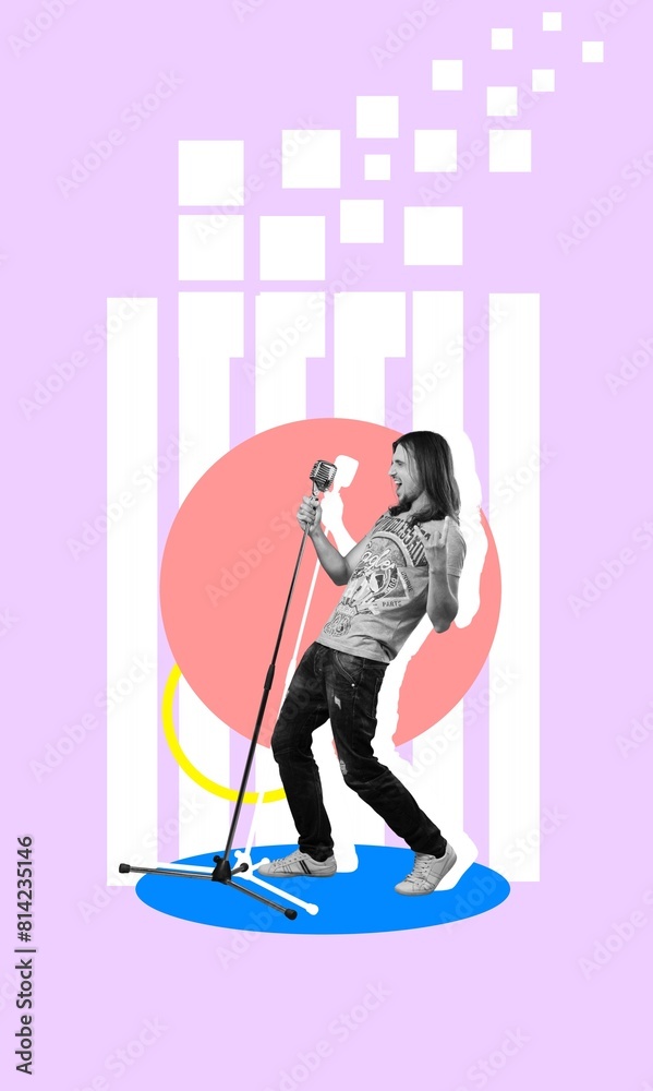 Fototapeta premium Creative collage of dancing man celebrate holiday