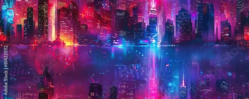 Immerse viewers in a neon-soaked metropolis as a robotic artist creates skyscrapers with metallic precision  capturing urban chaos in vibrant digital strokes