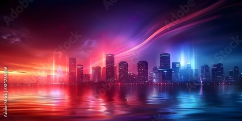 City skyline illuminated by hydrogen fuel cells: a clean energy solution for urban areas. Concept Clean Energy, Hydrogen Fuel Cells, Urban Development, Sustainable Solutions, City Skylines