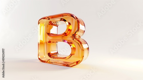 Orange alphabet B glass texture