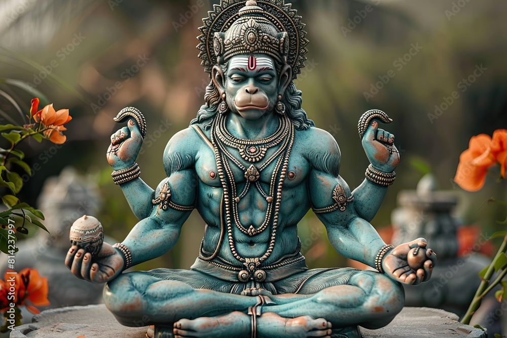hanuman setting pose meditating