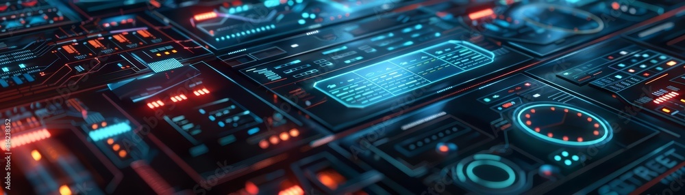 An intricate view of a smart city control panel An intricate view of a smart city control panel