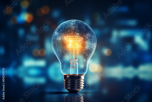 light bulb on digital blue background
