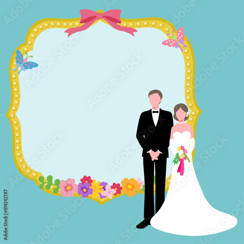 結婚式の花嫁と花婿のフレーム