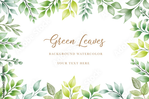 beautiful green leaves background watercolor