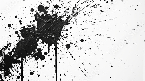 black paint splatter isolated on transparent background