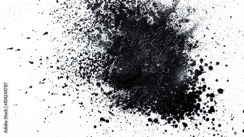 black paint splatter isolated on transparent background photo